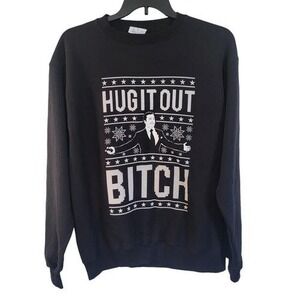 Champion Black The Office Hug It Out Christmas‎ Sweater Size Large Crewneck LS